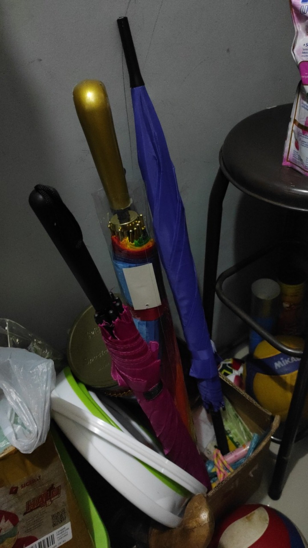 Payung Standar Gagang Lurus Luar Dalam Warna Polos Payung Panjang Tongkat Dekorasi Harga Grosir