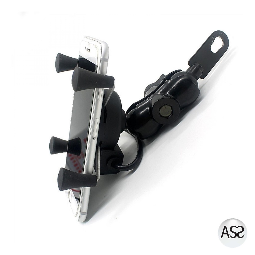 ASS Shop - X-Grip Holder Motor Smartphone dengan USB 12V 2A - 006