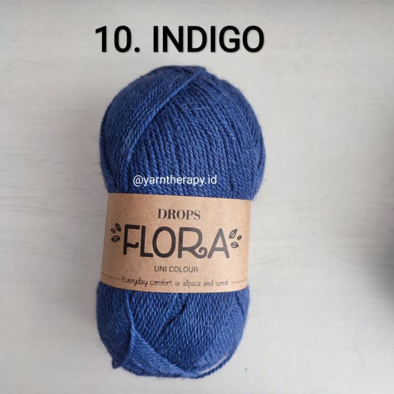(INDIGO - 10) DROPS FLORA Benang rajut wool alpaca import bisa untuk buat sock Kaos kaki - yarnthera