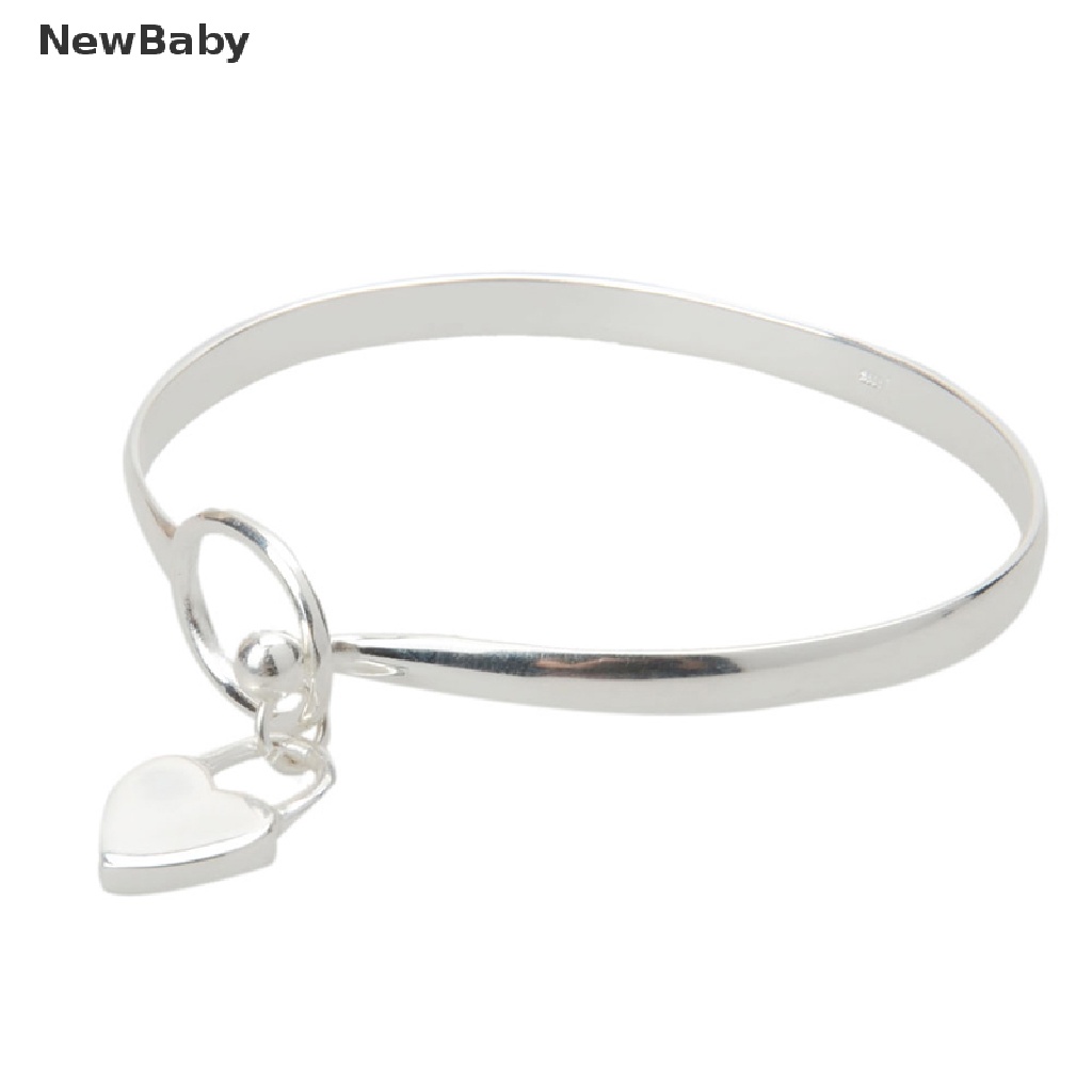 NewBaby New Women 925 Silver Plated Charm Peach Heart Bangle Bracelet Cuff High Quality ID