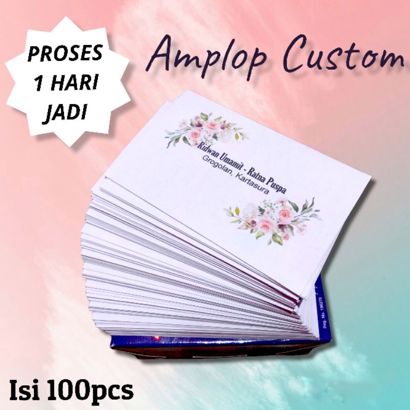 AMPLOP KONDANGAN CUSTOM NAMA DAN ALAMAT ISI 100PCS