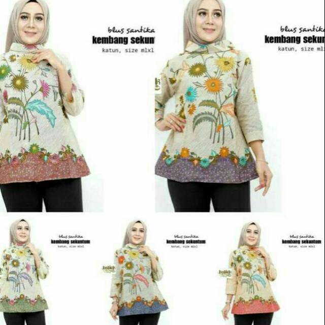 Atasan batik blouse M L XL XXL | blus santika