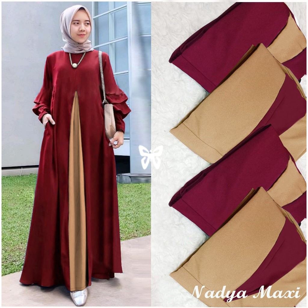 HOPYLOVY - Maxi Dress Wanita Two Tone Nadia