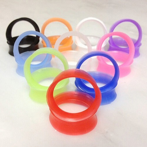 2 Pcs Soft Silicone Ear Flesh Tunnels Plug Stretcher Piercing Gauge Earrings