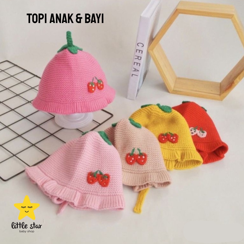 Bonnet Topi Kupluk Rajut Anak Bayi Newborn Cewek