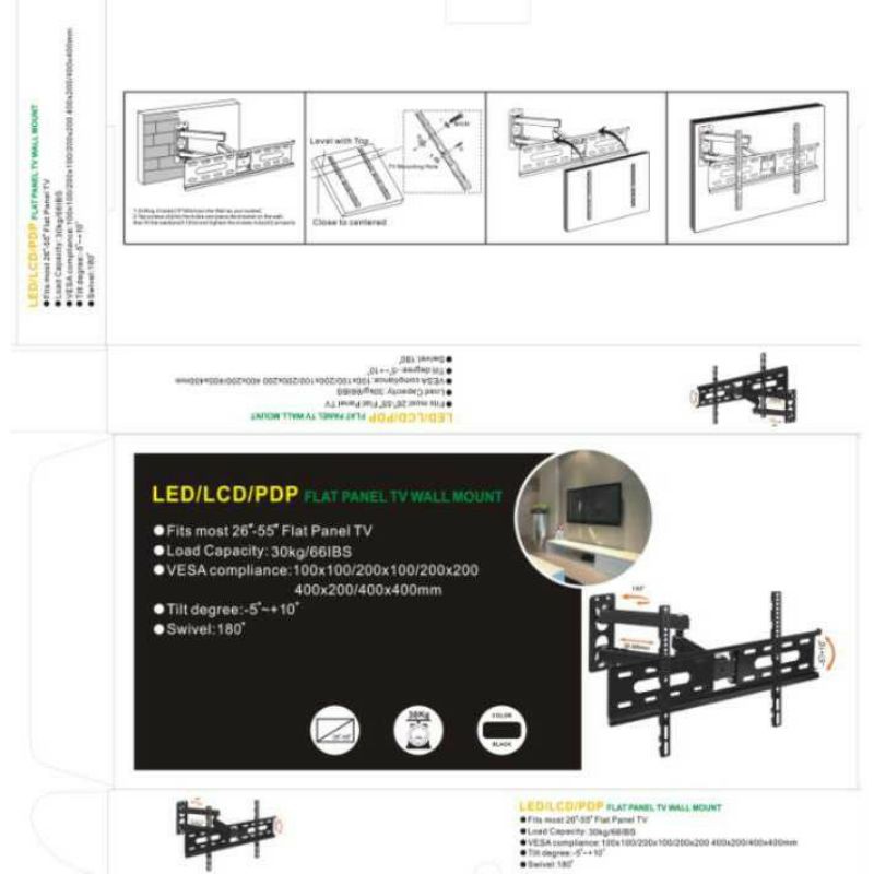 CNXD Telescopic TV Bracket 1.3m 400x400 Pitch for 26-55 Inch