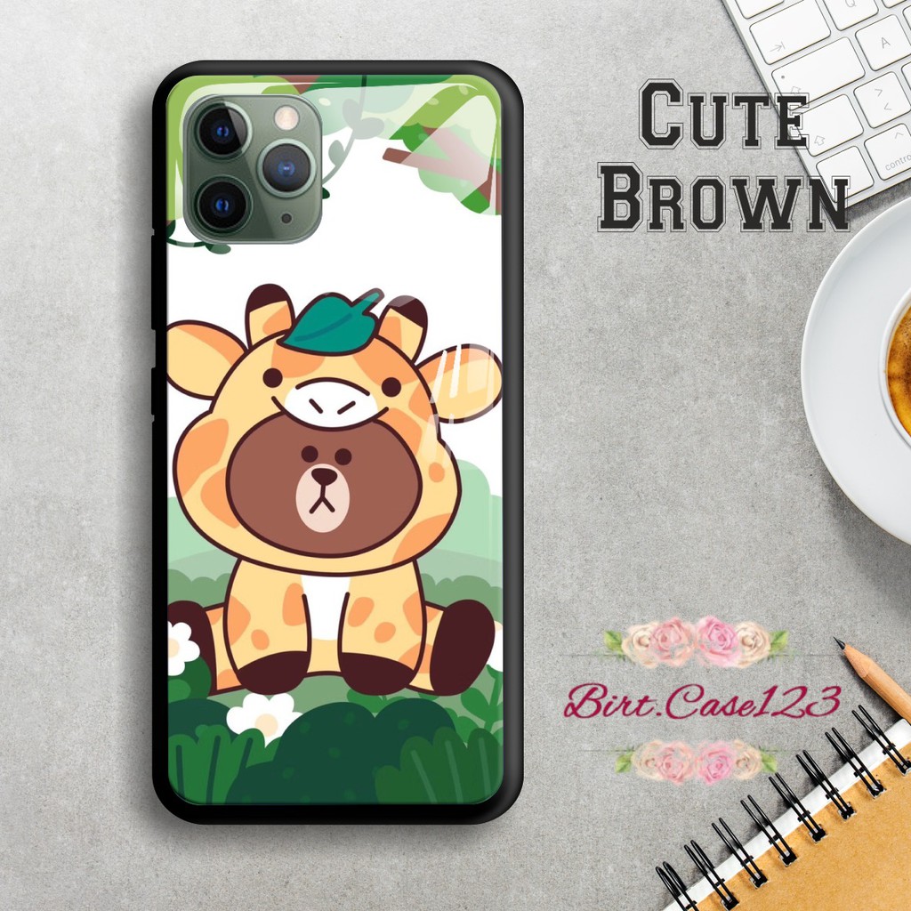 Back case glass CUTE BROWN Realme C1 C2 C3 U1 2 2 Pro 3 Pro 5 5i 5s Pro 6 Pro X Xt C11 C15 BC1387