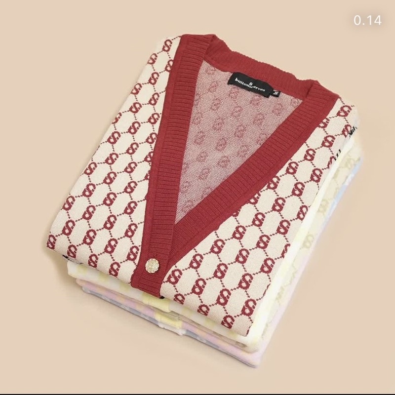 Cardigan Monogram buttonscarves Benang Jarum Lidya Tweed blue