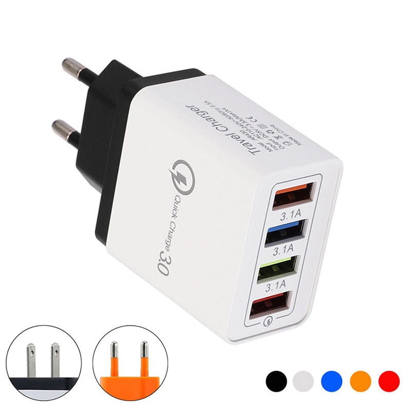 (LUCKID) Adapter Power Charger Dinding 4 Port USB QC 3.0 Fast Charging