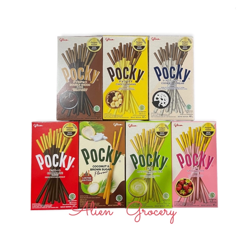 

POCKY Glico Chocolate Matcha Strawberry Almond Double Choco Banana Coconut Brown Sugar