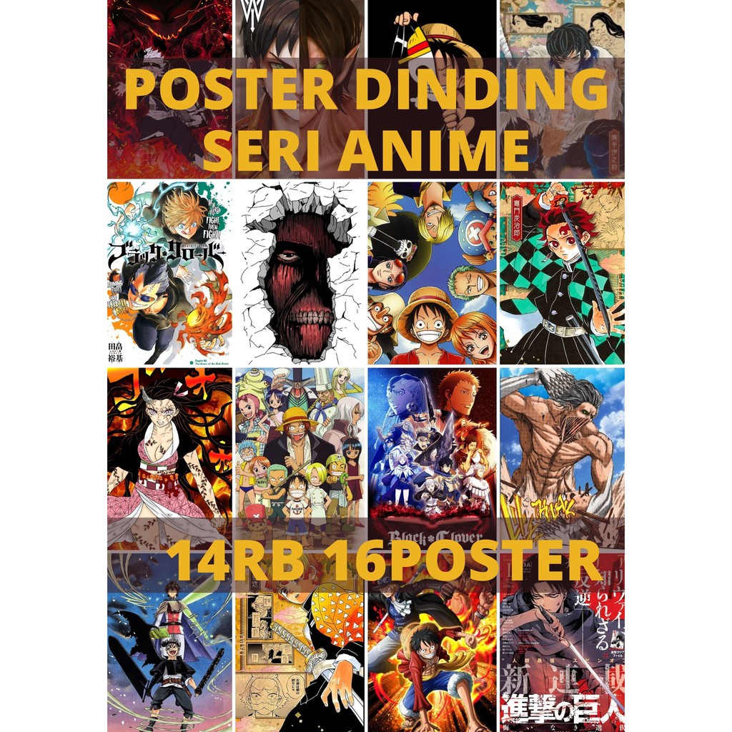 poster dinding anime onepiece l naruto l black clover