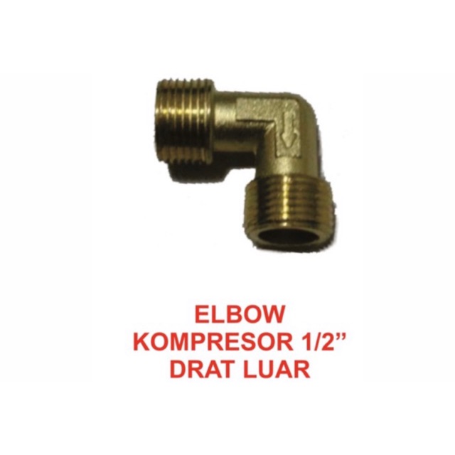 Sambungan Kompresor Elbow L 12 Drat Luar
