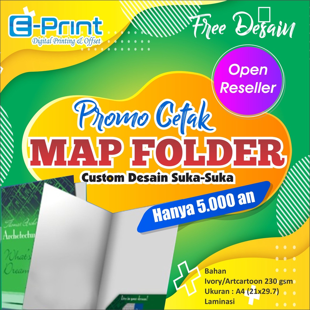 

CETAK MAP A4 FOLDER (min.30pcs) DESAIN CUSTOM FREE