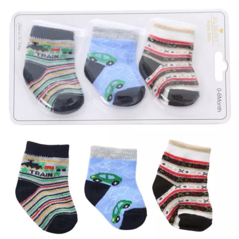 ( RANDOM ) 3 PASANG KAOS KAKI BAYI MOTIF/KARAKTER /KAOS KAKI BAYI USIA 1 - 6 BULAN