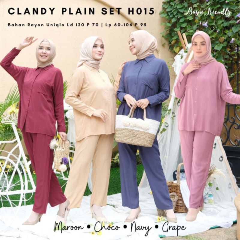 [REAL PICTURE] CLANDY PLAIN SET RAYON BIG SIZE JUMBO SETELAN CELANA TANAH ABANG PGMTA METRO GROSIR