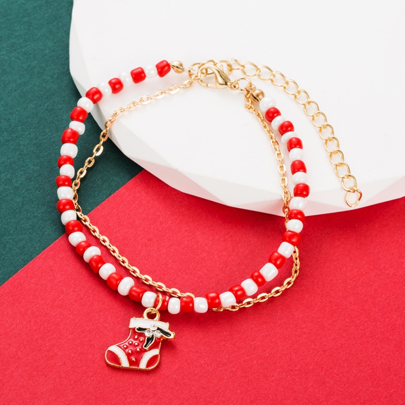 Gelang Natal Santa Claus Elk Xmas Pohon Liontin Tangan Rantai Gelang Tahun Baru Xmas Pesta Perhiasan Hadiah