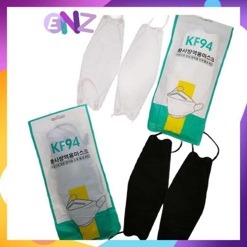 ENZ ® MASKER KF94 KF 94 PACK KOREA PREMIUM 4PLY 4 PLY HITAM PUTIH ISI 10 PCS UKURAN DEWASA 1135
