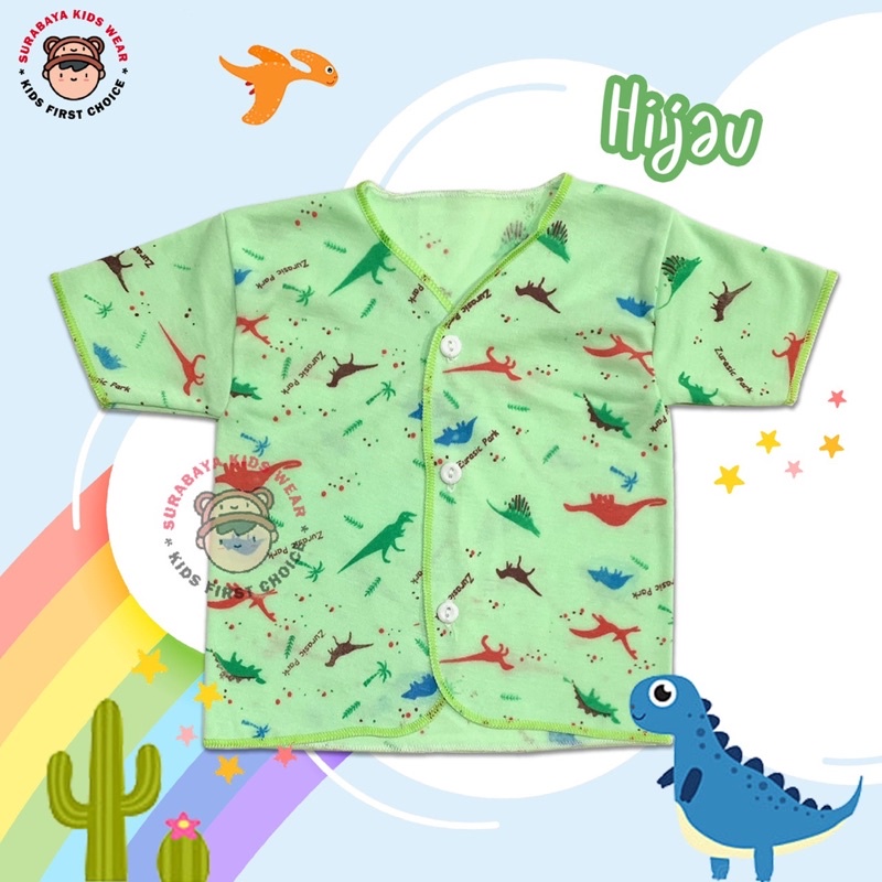 Kaos Anak Laki Laki Kancing Lengan Pendek Motif Zurasic Park Warna