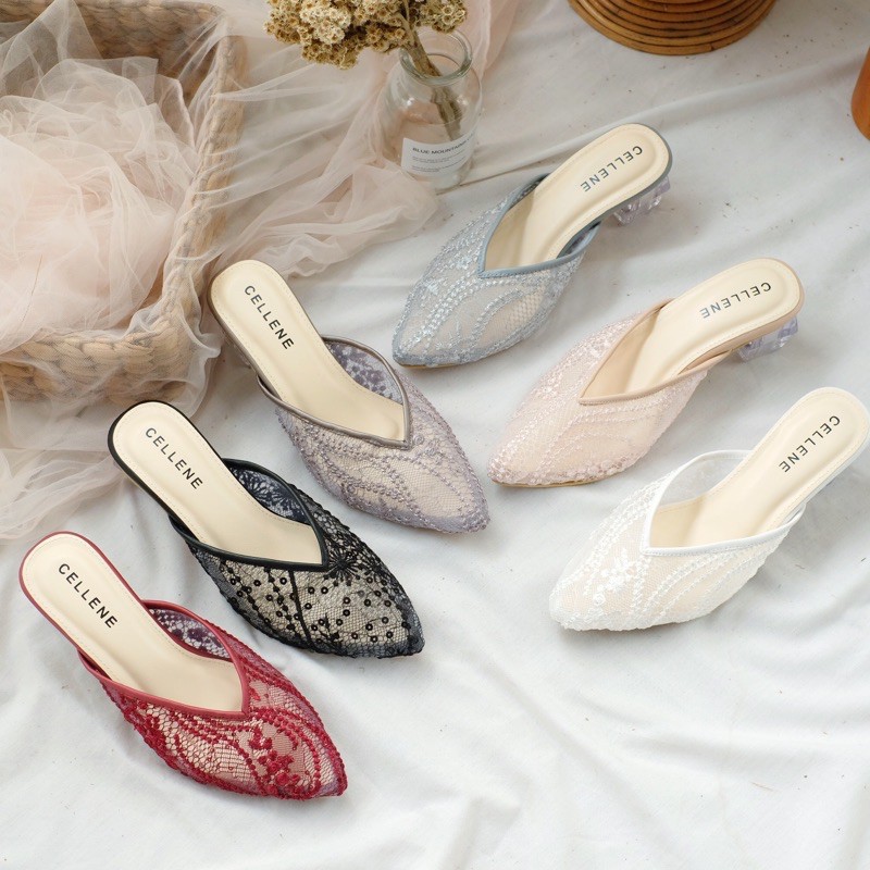 CELLENE Hexa Clear Heels 8 warna | Wedding Shoes Heels Brukat Hak Kaca Glass 5cm