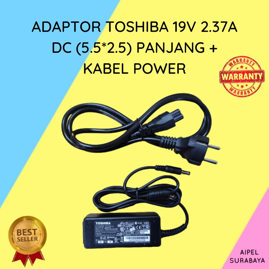 TOSHIBA192375525PKP | ADAPTOR TOSHIBA 19V 2.37A DC (5.5*2.5) PANJANG + KABEL POWER