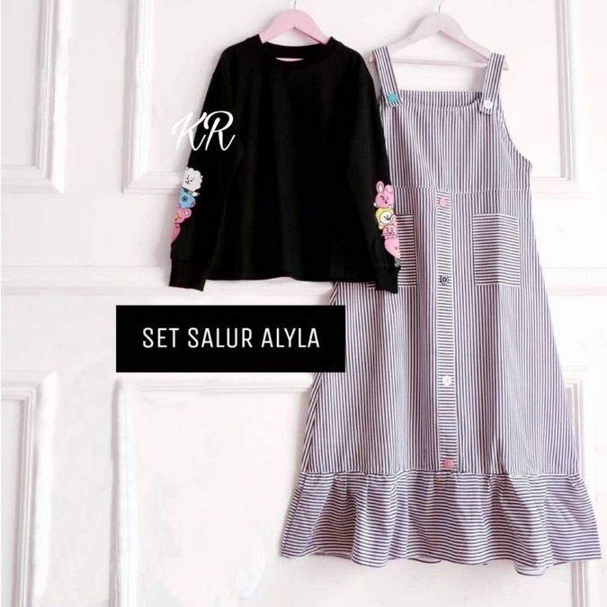Setelan Baju Anak Perempuan Syar`i Impor Murah Baru Datang Umur 5-13 tahun All Size Sarangheyo