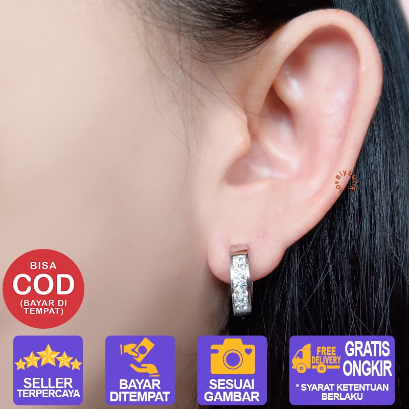 Lovelybutik Anting Titanium Jepit Anti Karat Jesica Anting Titanium Wanita Dewasa
