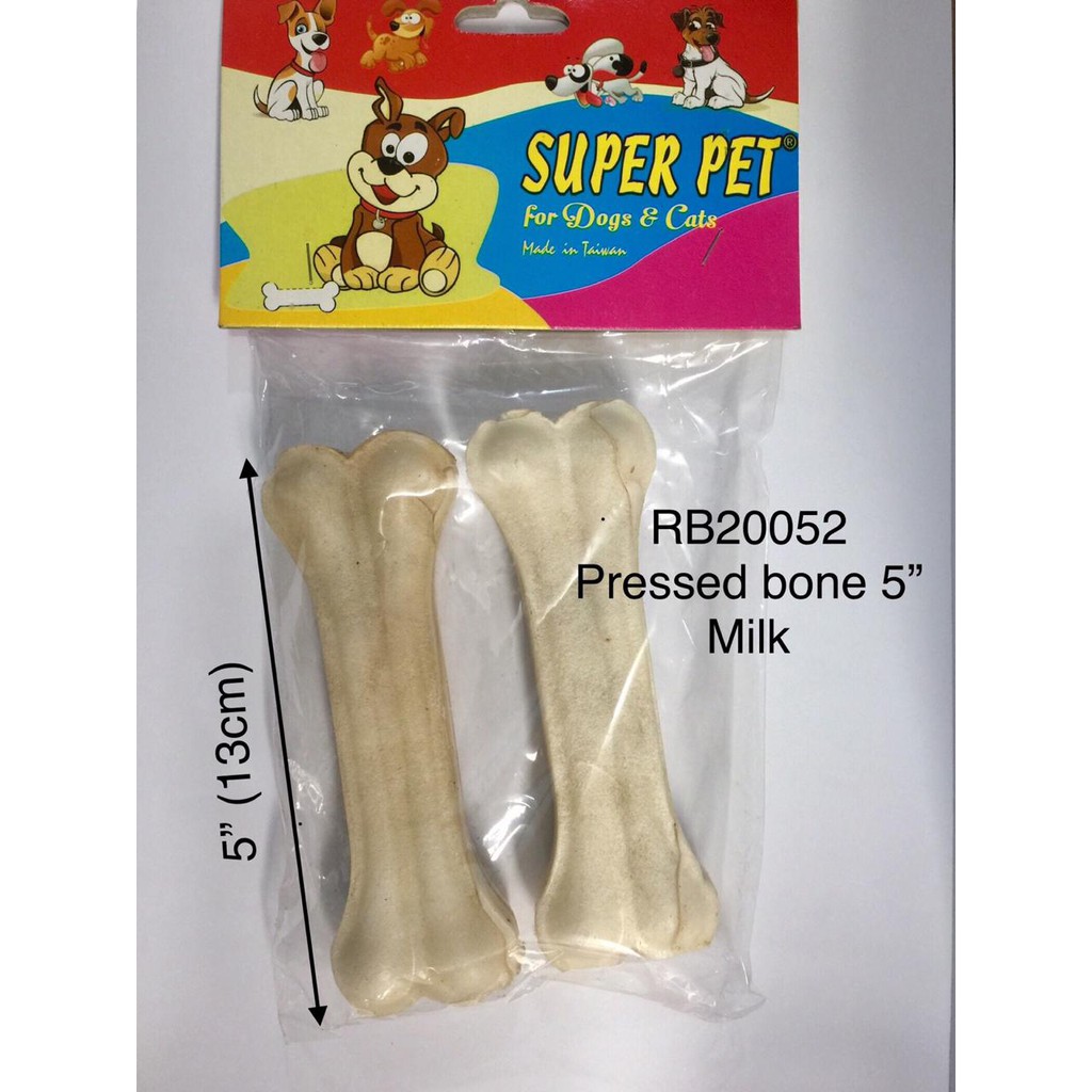 snack tulang anjing - pressed bone 5&quot; - RB10052 - RB20052 - milk- natural