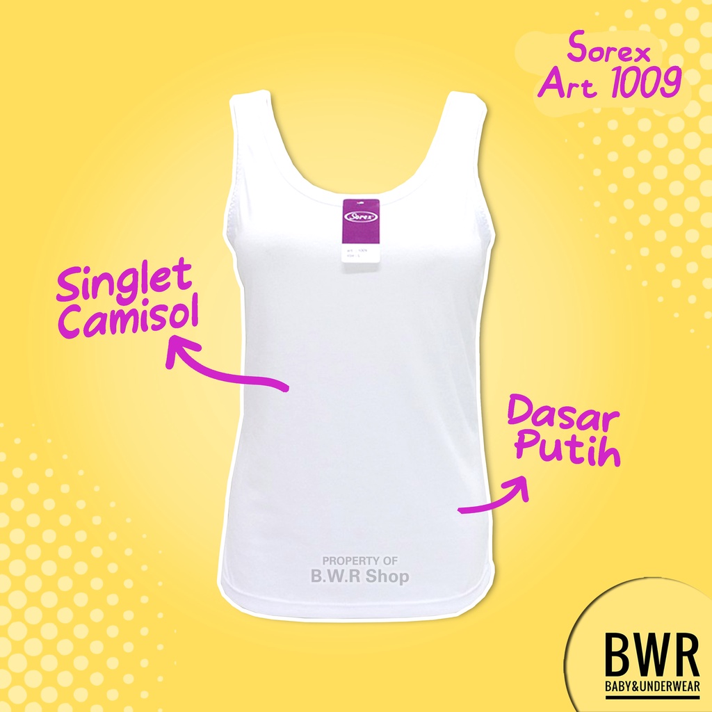 [ HARGA 1pc &amp; 3pc ] Singlet Camisol Sorex 1009 PUTIH / Tangtop Wanita Lembut Dan Adem Kamisol | Bwr