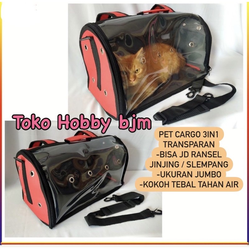 Tas ransel 3in1 Uk L BENING - travel pet cargo kucing anjing kelinci hewan kargo transparan jinjing / slempang astronot angkut