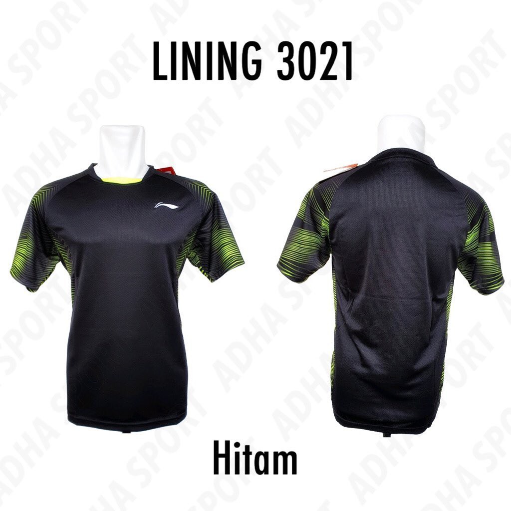 Kaos Badminton Lining 3021 / L3021 Hitam Bulutangkis Store Surabaya Adha Sport