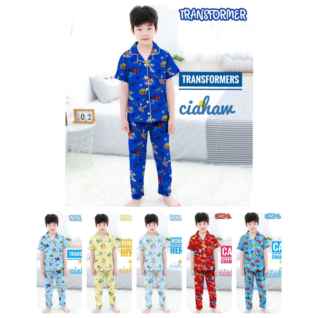 CIAHAW Baju Tidur Piyama Anak Laki -Laki 3-10 TAHUN/ PAKAIAN ANAK LAKI-LAKI