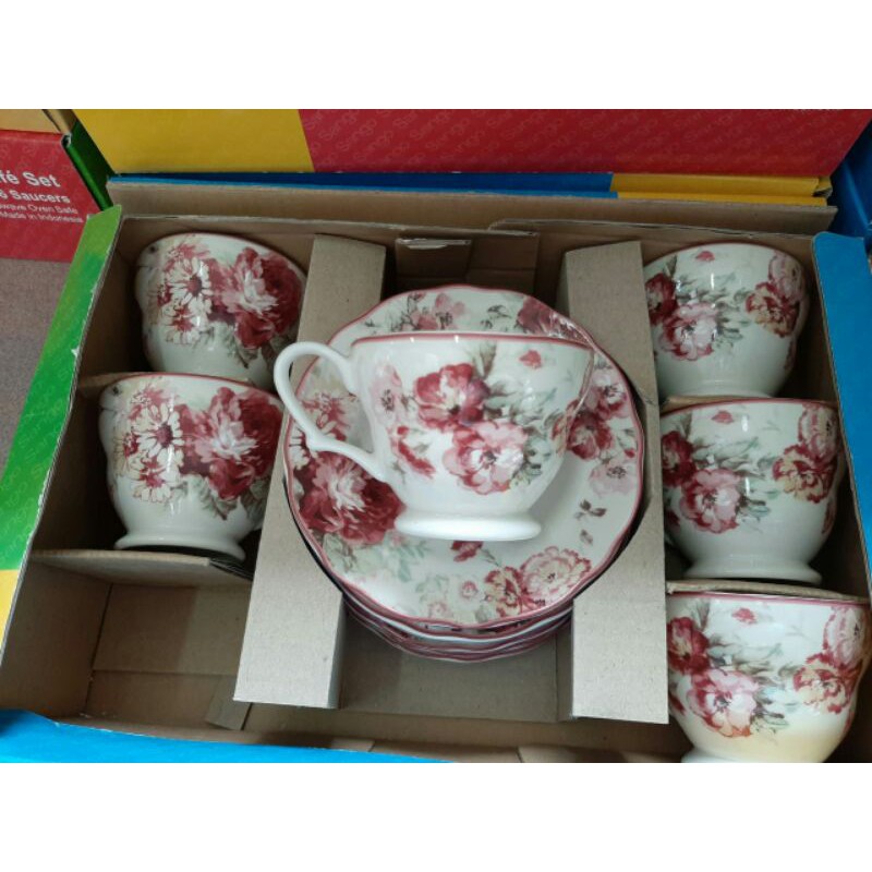 TEA SET // CANGKIR KERAMIK SANGO HIAS CANTIK BUNGA SHABBY PASTEL // TABLEWARE