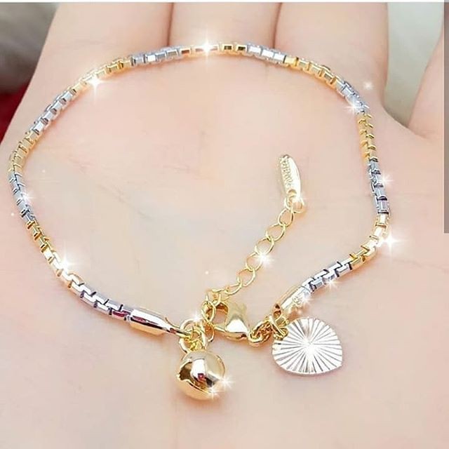 Gelang Rantai Titanium wanita anti karat, Gelang Wanita 2 warna kombinasi, Gelang Simple Elegan, Dijamin REAL PIC dan HIGH QUALITY