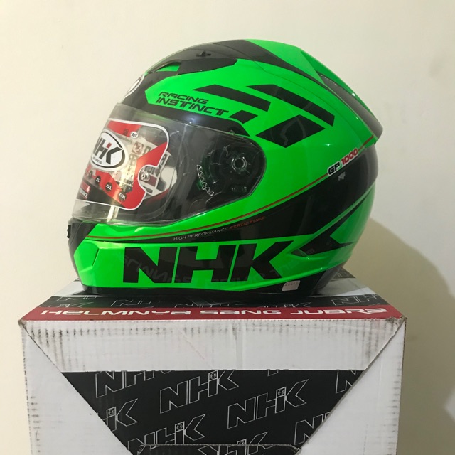 Helm NHK Seri GP-1000 Hijau Hitam Series Racing Instinct Special Edition Green Flourecent GP 1000