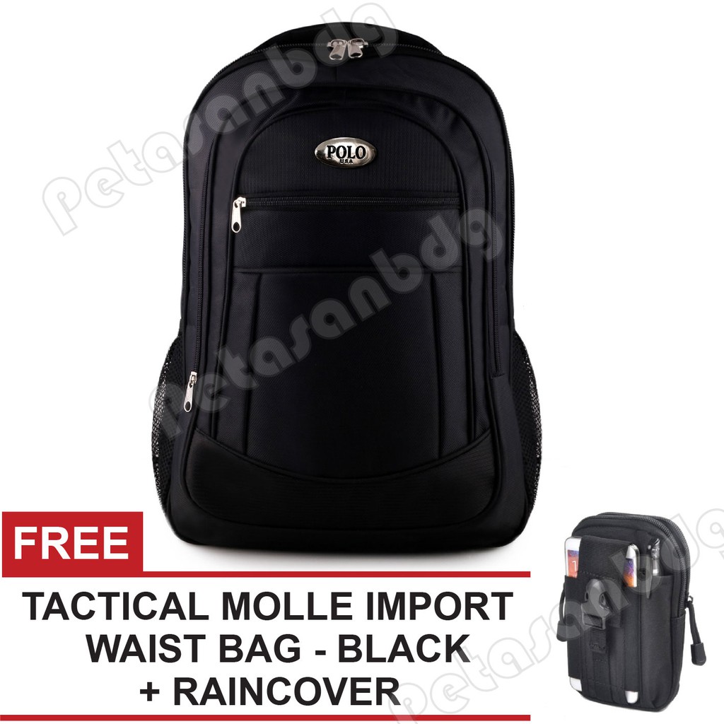 RTM - Polo USA Dragon Snake - Black + Raincover + FREE Tas Selempang Tactical Molle IMPORT