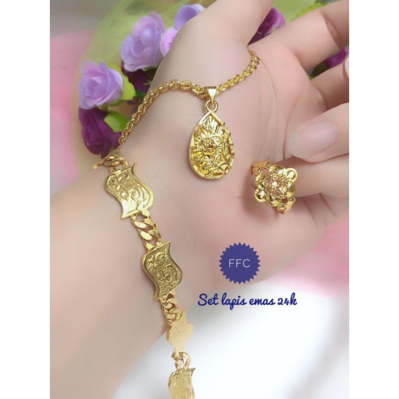 [lapis emas 24 karat] set rantai 24karat