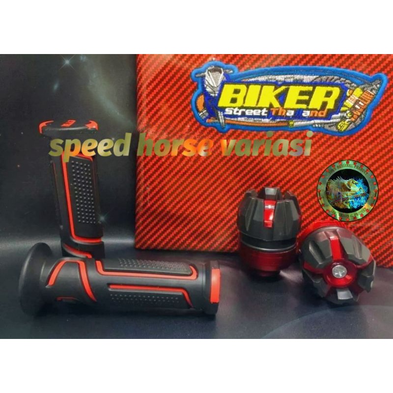 Paket Murah paket variasi motor Handgrip Neon Plus Jalu as roda Plus Kulit jok biker Universal