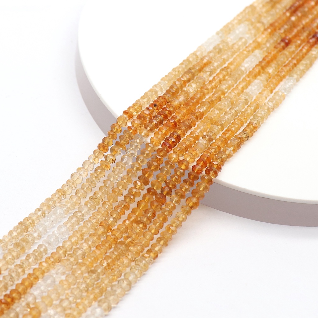 MANIK MANIK BATU CITRINE 4 mm BENTUK ROUNDELL BAHAN UNTUK GELANG DAN KALUNG | MANIK BATU CITRINE | B