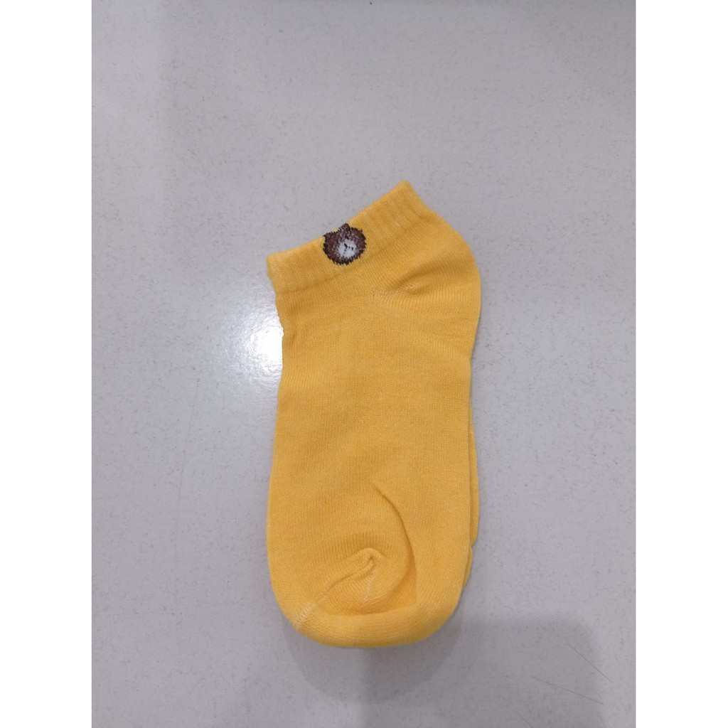 ⭐Bobastore⭐ R109 Kaos Kaki Fashion Unisex Motif Line Brown Wanita Pria Murah Kaus Semata Ankle Socks-KUNING