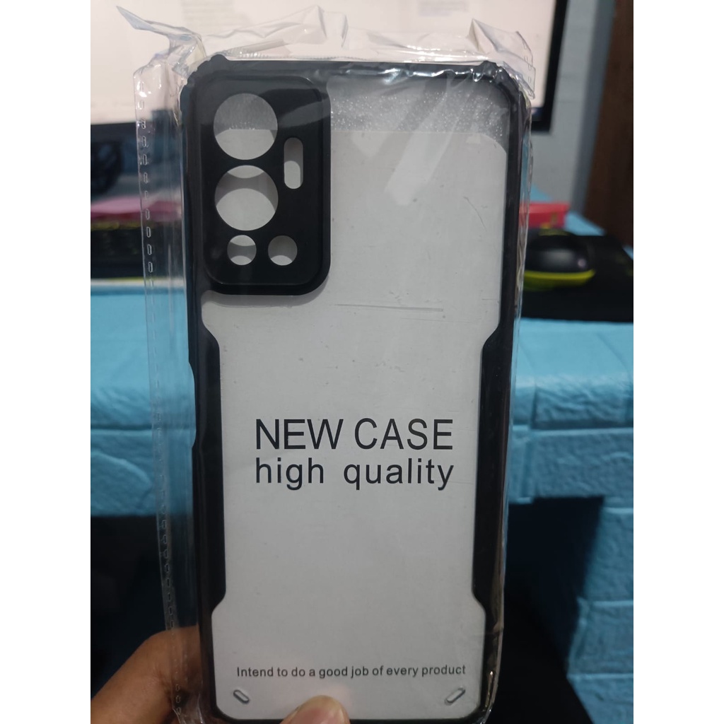 New Paket 3 in 1 Case Infinix Hot 12 (2022) / Hot 12i  Softcase Shockproof Transparan Free Anti Gores Layar Dan Skin Carbon Handphone