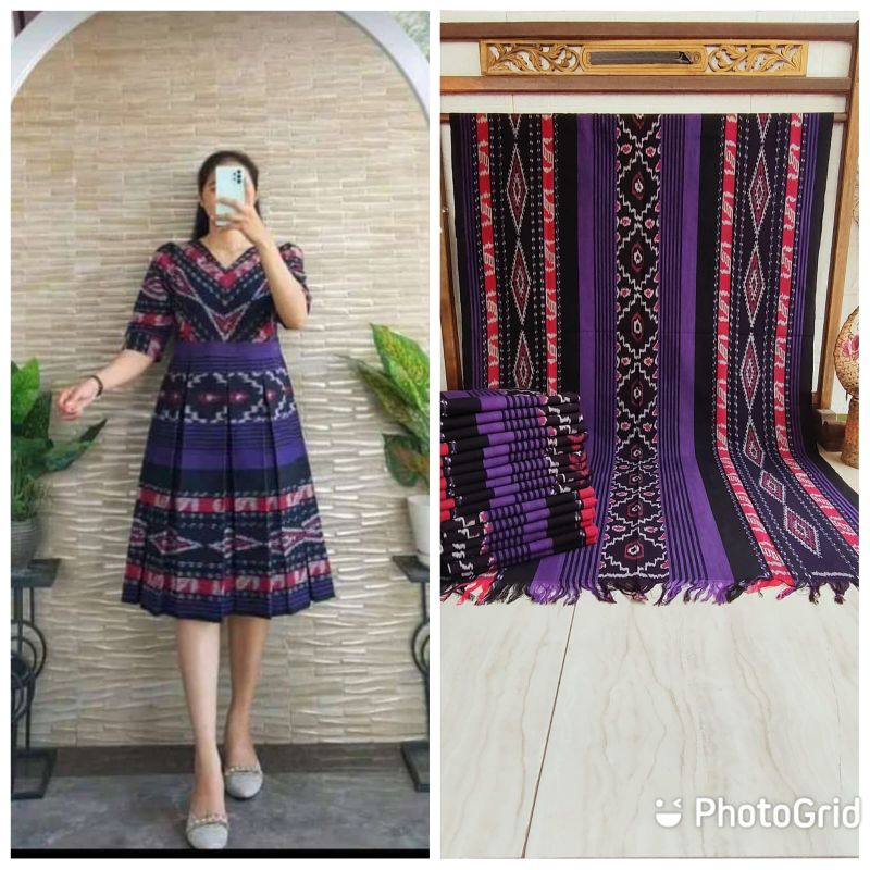 dress tenun Troso jepara warna ungu