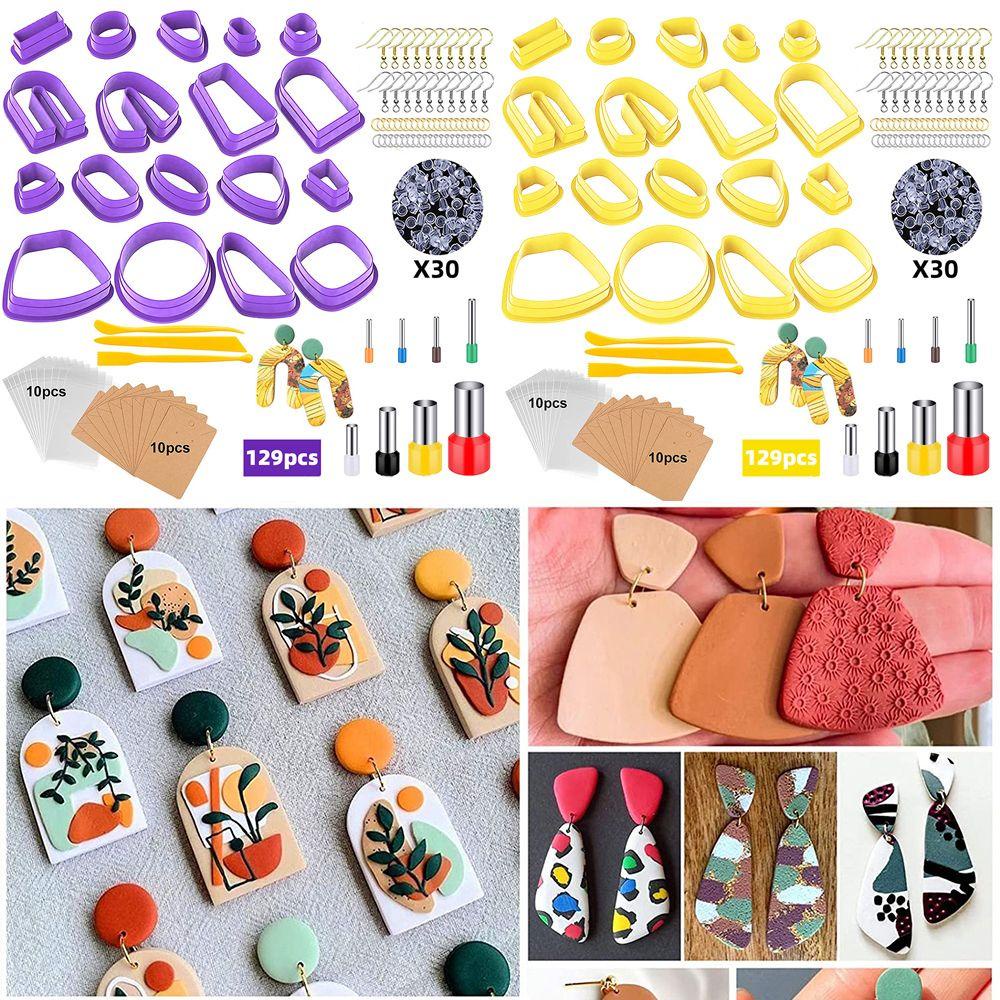 Preva 129pcs Polymer Clay Cutters DIY Craft Earring Kartu Membuat Perhiasan Cetakan Kue