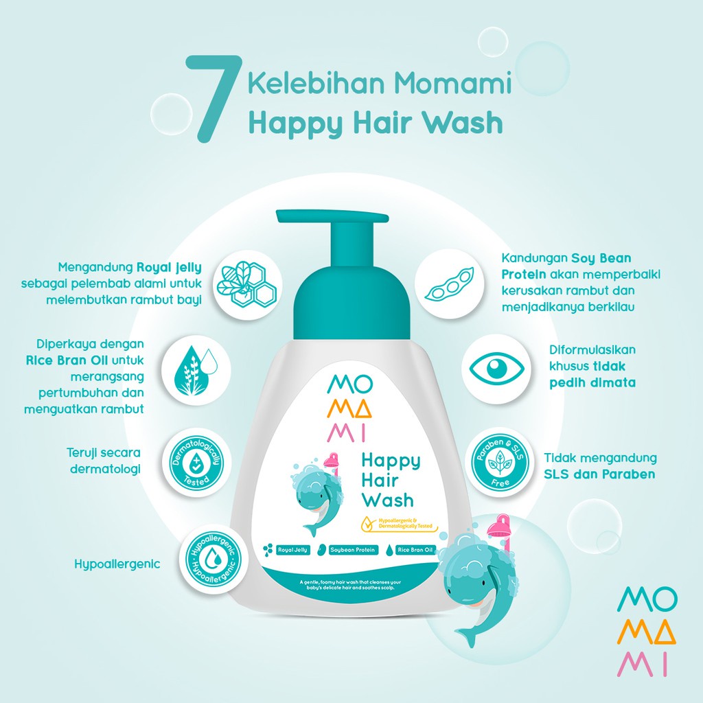 Momami Happy Hair Wash Foam Shampoo Bayi Pump - 250 ml