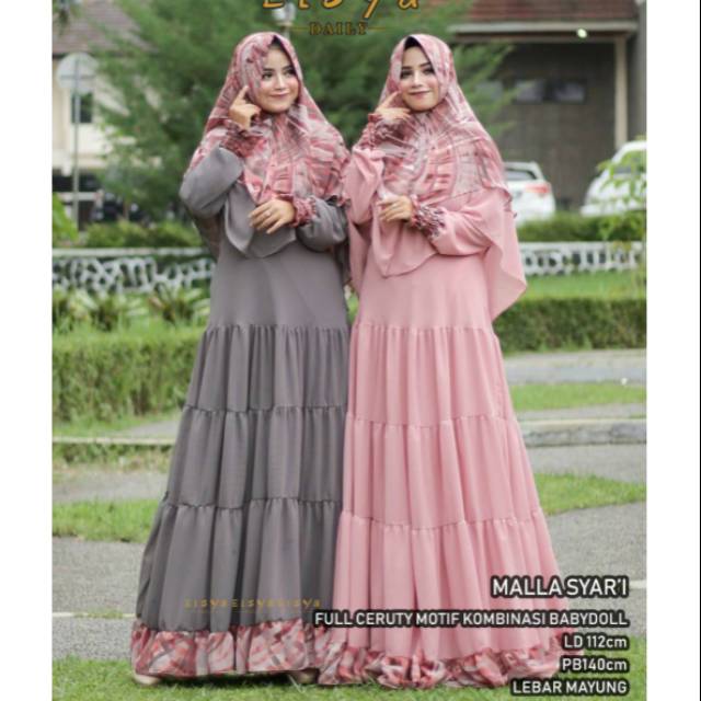 Malla syari sragam lucu elegan remoel hijab motif kekinian outfit kondangan kampus bisa