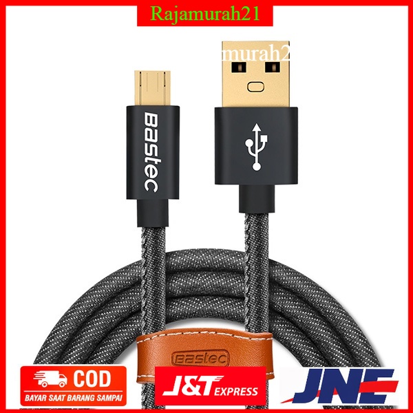 Bastec Kabel Charger Micro USB / type C  leather 1 Meter - Black - OMUAC1BK