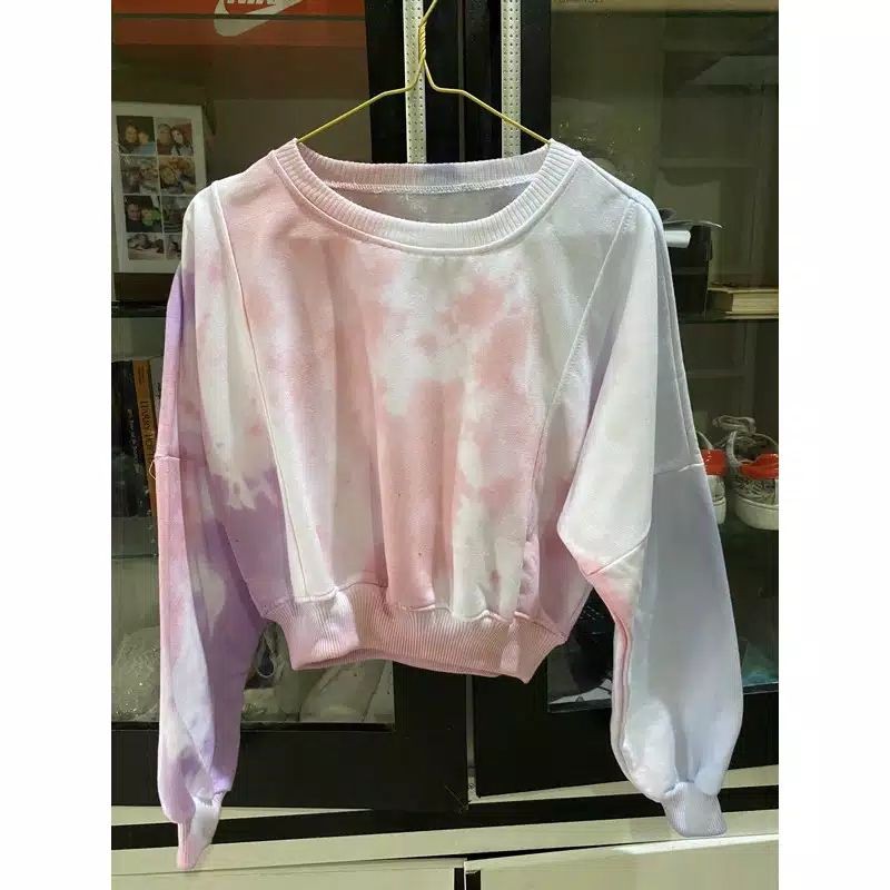 SWEATER CROP TIE DYE MURAH