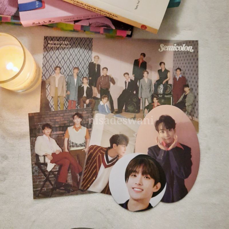 Pc Photocard Postcard Set Semicolon Seventeen Jeonghan Mingyu Hoshi Dokyeom Ovalcard Minicard