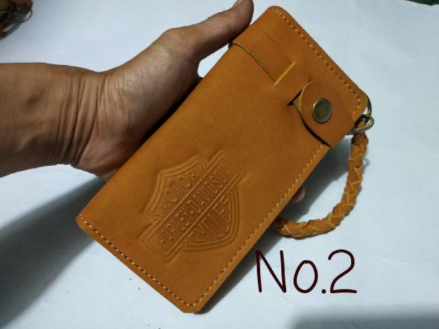 Dompet panjang  harley davidson kulit asli full hd03 tan biker gear