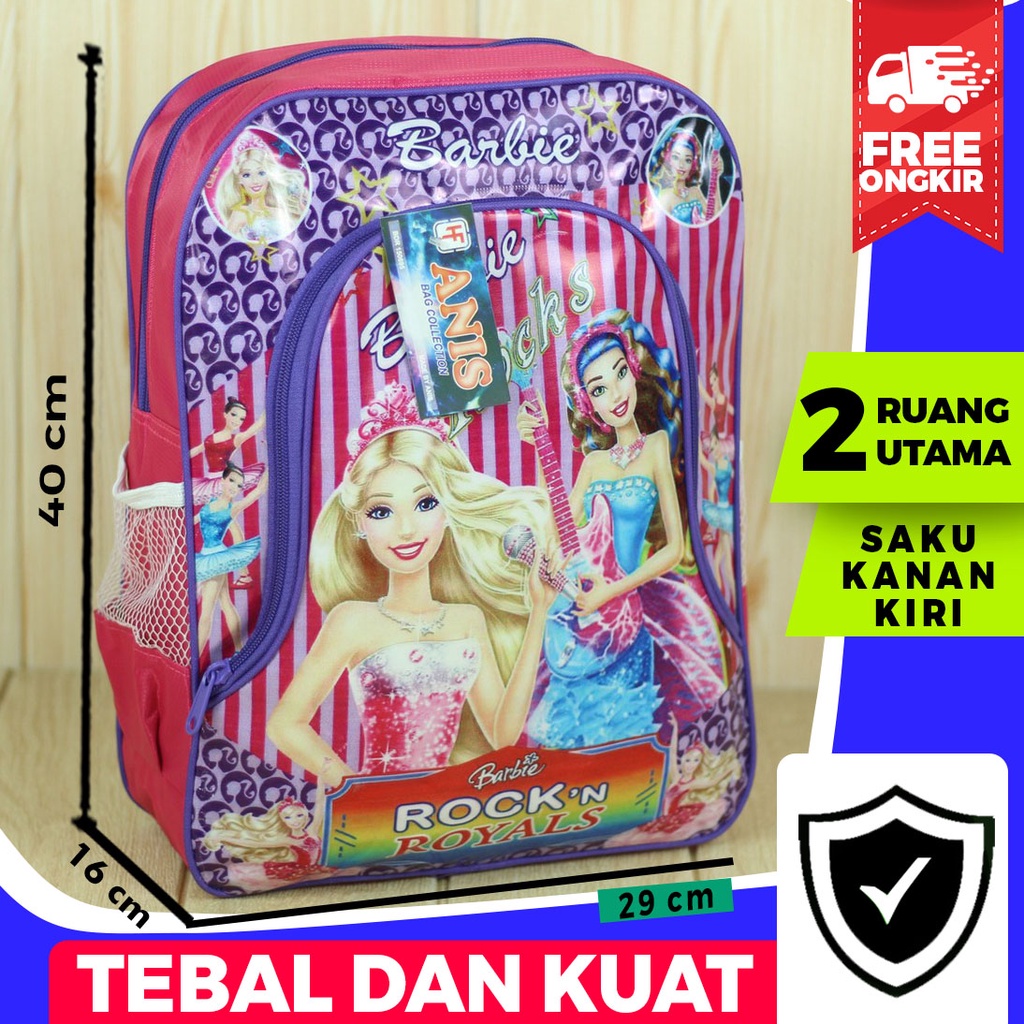 Tas Ransel Anak Mika Barbie Pink Back Pack Sekolah Anak Perempuan Lucu Bahan Polyester Tebal Kuat