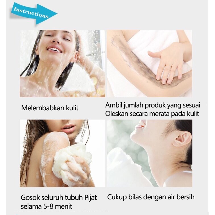 Sabun pemutih badan  body wash pemutih badan permanen250ml/whitening/exfoliating/skin care/body moisturizing